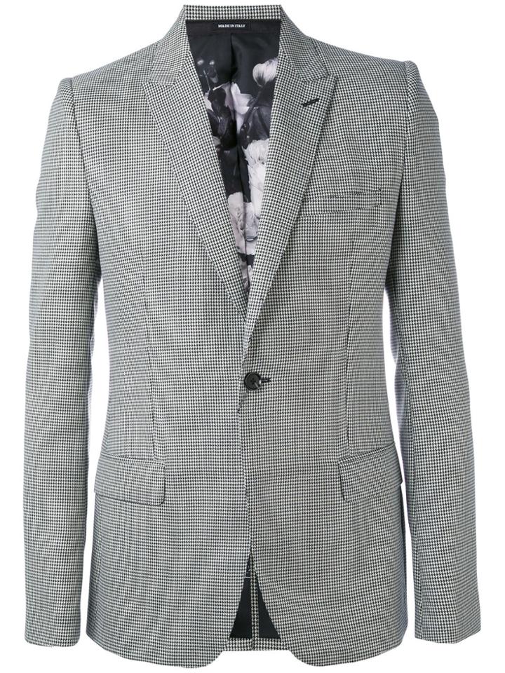 Alexander Mcqueen Houndstooth Blazer - Black