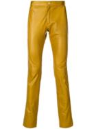 Qasimi Slim Fit Leather Trousers - Yellow & Orange