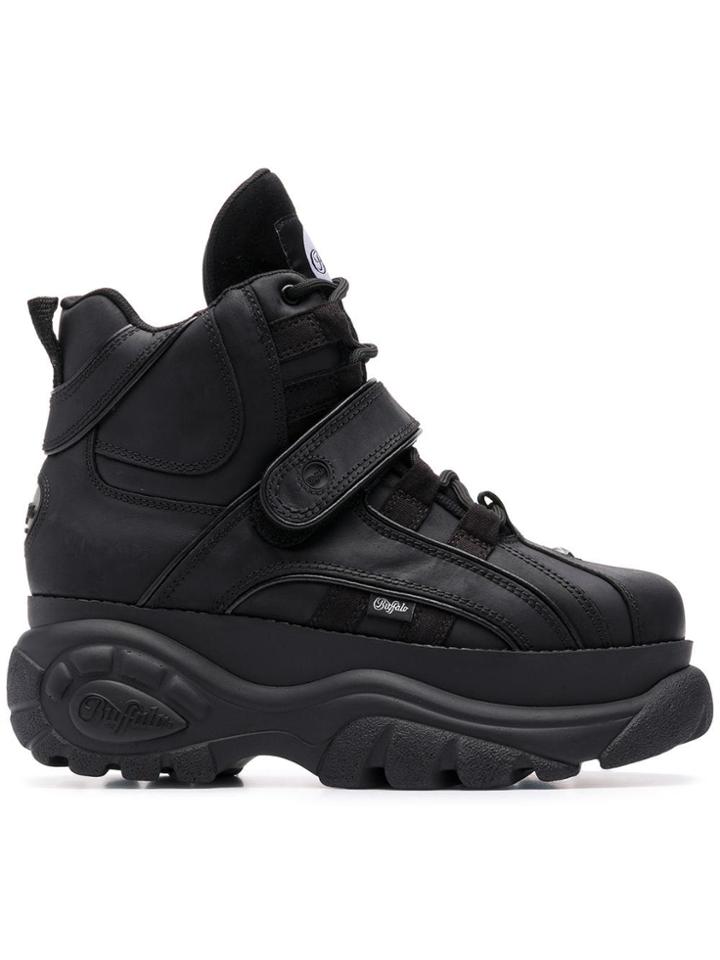 Buffalo Platform Touch-strap Boots - Black