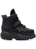 Buffalo Platform Touch-strap Boots - Black