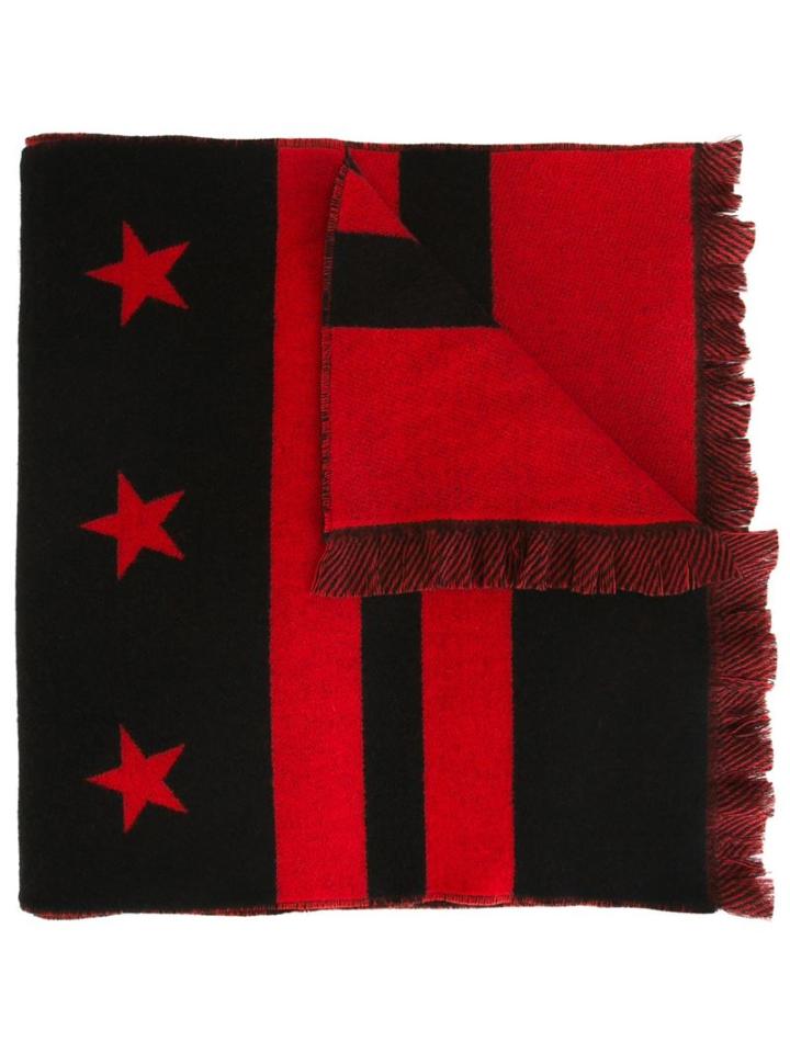 Givenchy Stars And Stripes Print Scarf, Men's, Black, Cashmere/wool