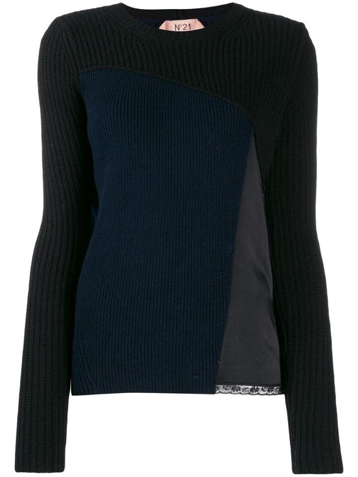 Nº21 Longsleeved Ribbed Crew Neck Jumper - Blue