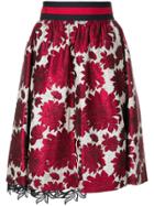 Bazar Deluxe Floral Jacquard A-line Skirt - Red