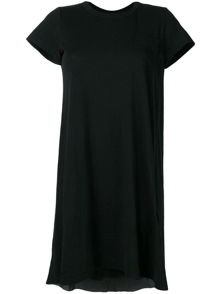 Sacai Round Neck T-shirt Dress - Black