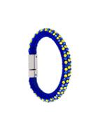 Dsquared2 Embellished Bracelet, Women's, Blue, Metal/calf Leather/glass Fiber