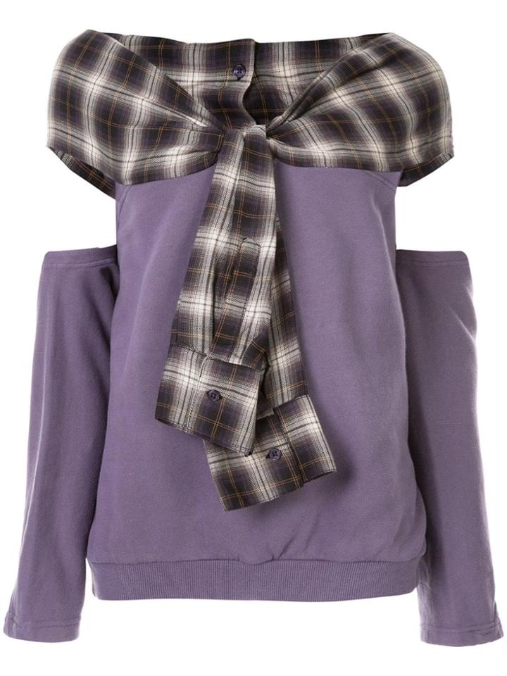 Ground Zero Tied Shirt Dropped Sweatshirt - Purple