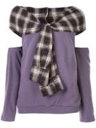 Ground Zero Tied Shirt Dropped Sweatshirt - Purple
