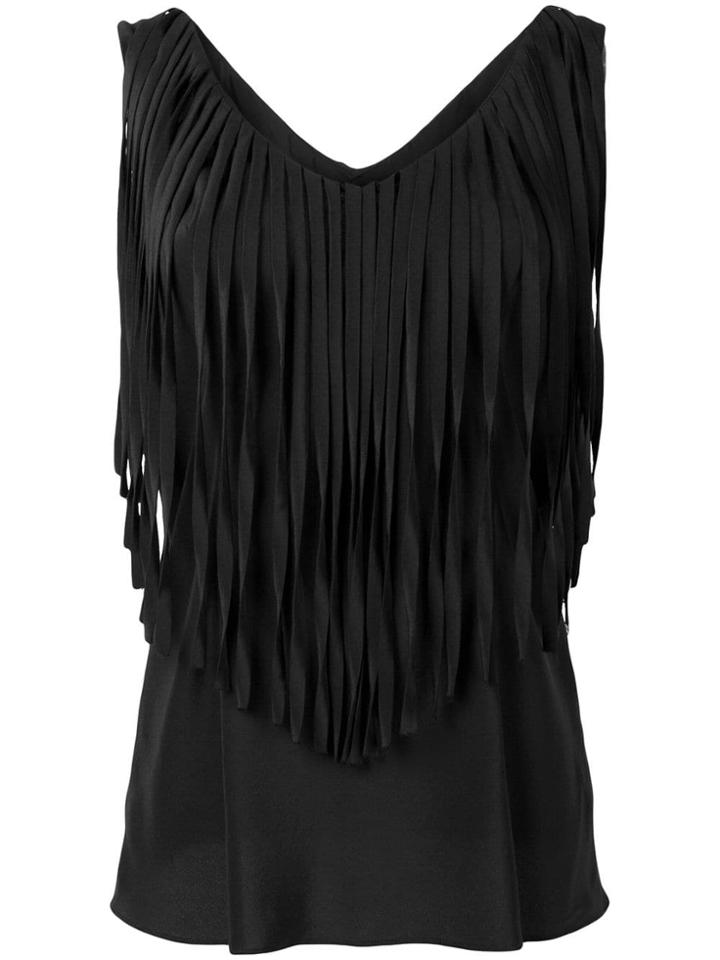 Moschino Vintage 1990's Fringed Sleeveless Blouse - Black