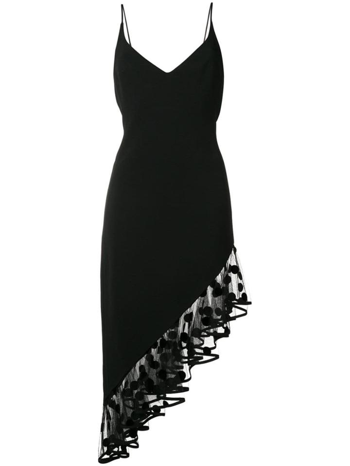 David Koma Polka Dot Flock Asymmetric Dress - Black