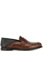 Loewe Crocodile Effect Loafers - Brown