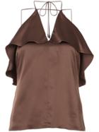 Cushnie Et Ochs Halterneck Ruffle Trim Cami - Brown
