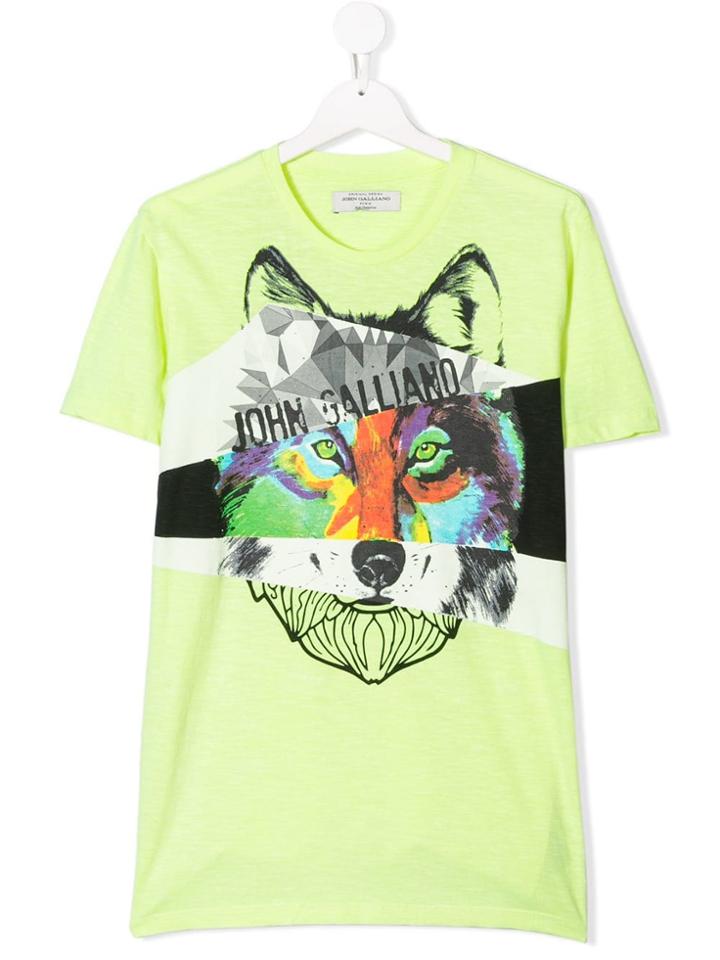 John Galliano Kids Teen Wolf Print T-shirt - Green
