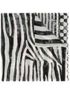 Marc Jacobs Striped And Checked Scarf, Women's, Black, Silk/modal