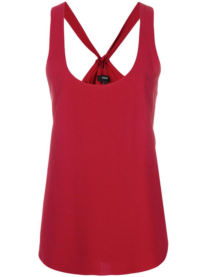 Theory - Lace-up Back Tank - Women - Polyester/acetate/viscose - Xs, Red, Polyester/acetate/viscose