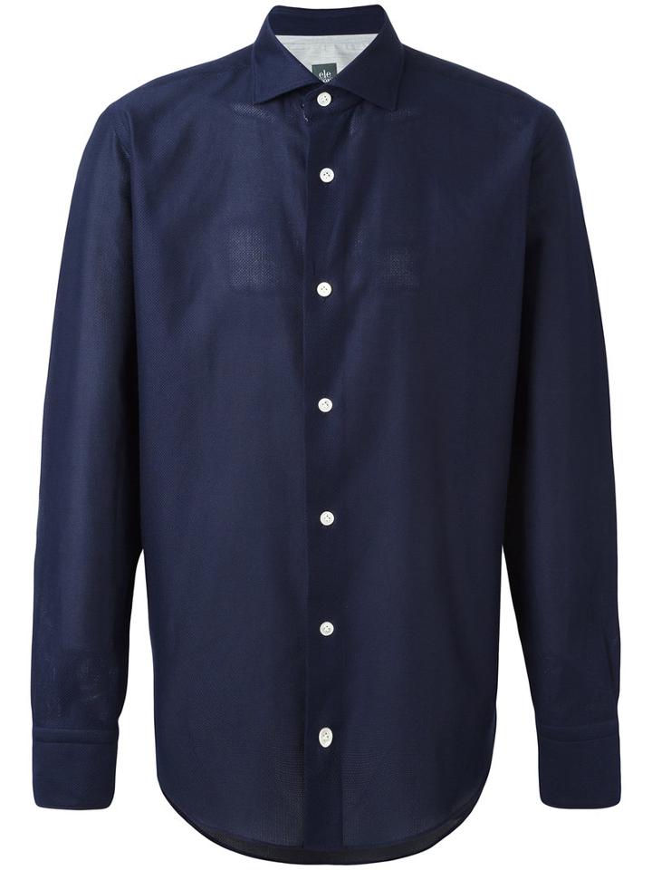 Eleventy Plain Shirt, Men's, Size: 40, Blue, Cotton