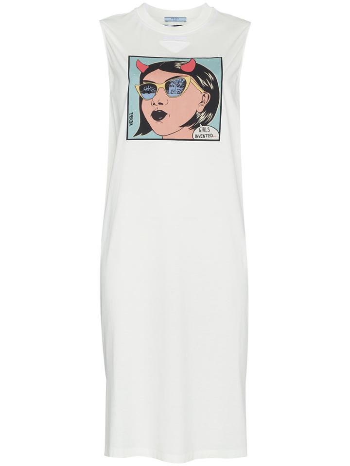 Prada Comic Print Jersey Dress - Yellow & Orange
