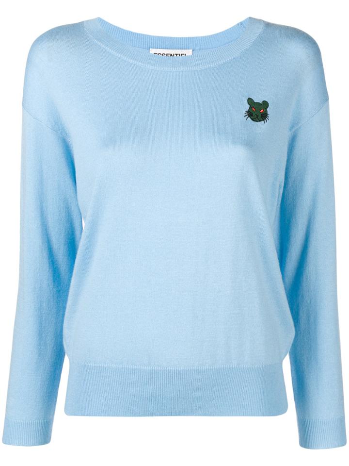 Essentiel Antwerp Embroidered Cat Sweater - Blue