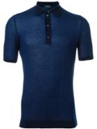 Zanone Contrast Collar Polo Shirt, Men's, Size: 52, Blue, Cotton