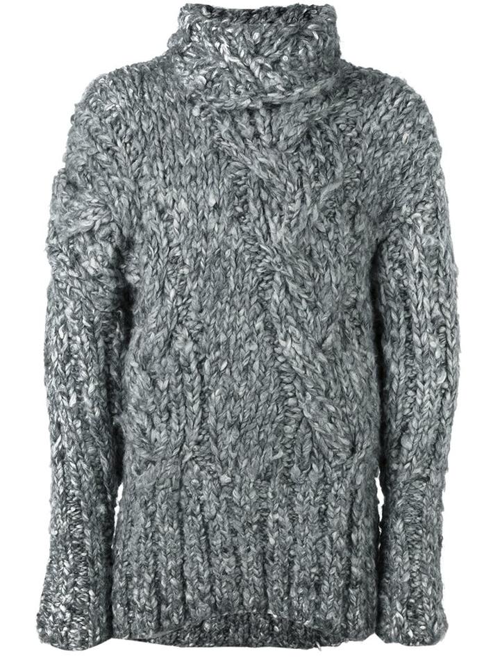 Ann Demeulemeester Chunky Knit Jumper, Adult Unisex, Size: Medium, Grey, Silk/alpaca