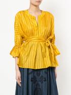 Ne Quittez Pas Tie-waist Striped Shirt - Yellow & Orange