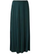 Mm6 Maison Margiela Pleated Midi Skirt, Women's, Size: 44, Green, Polyester/cotton/spandex/elastane