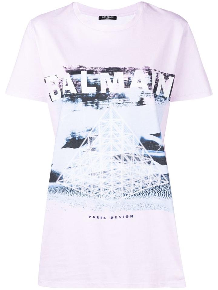 Balmain Pyramid Print T-shirt - Purple