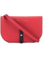 Céline Logo Stamp Crossbody Bag, Women's, Red, Calf Leather