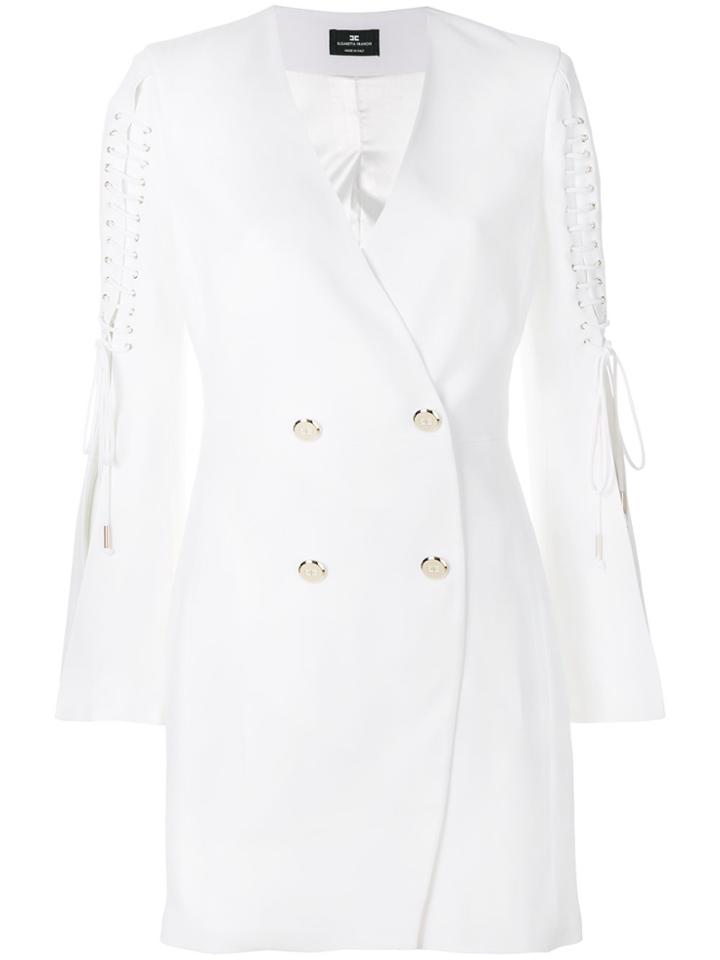 Elisabetta Franchi Lace-up Miltary Dress - White
