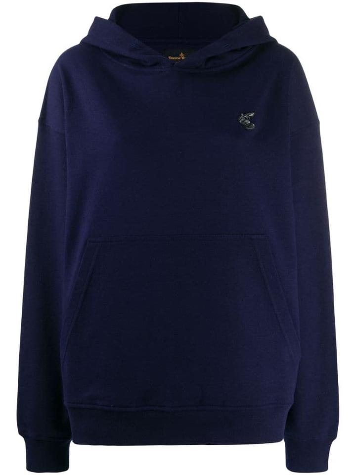 Vivienne Westwood Anglomania Embroidered Logo Hoodie - Blue