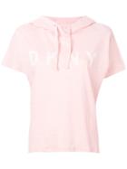 Dkny Logo Print Short Sleeve Hoodie - Pink