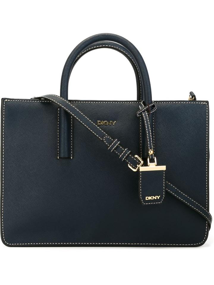 Dkny Stitch Detail Tote, Women's, Blue, Leather