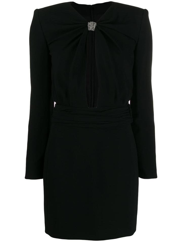 Saint Laurent Embellished Cut Out Mini Dress - Black