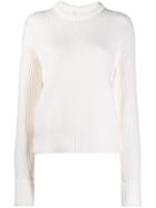 Chloé Ribbed Crew Neck Knitted Top - White