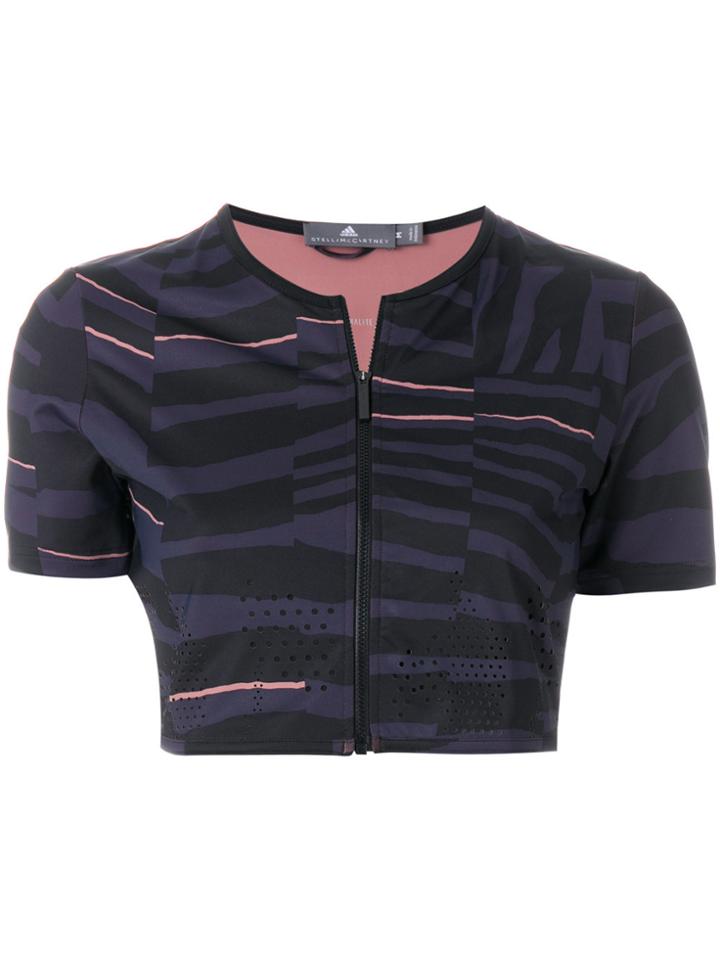 Adidas By Stella Mccartney Printed Performance Crop Top - Black