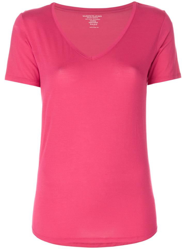 Majestic Filatures V-neck T-shirt - Pink & Purple