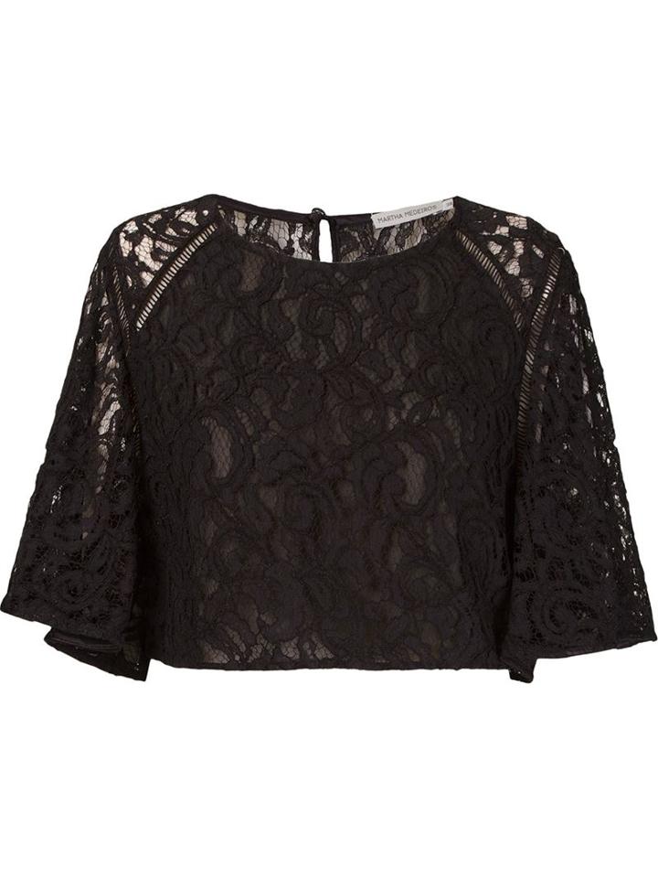 Martha Medeiros 'marescot' Lace Crop Top, Women's, Size: 38, Black, Cotton/viscose/polyamide