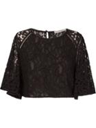 Martha Medeiros 'marescot' Lace Crop Top, Women's, Size: 38, Black, Cotton/viscose/polyamide