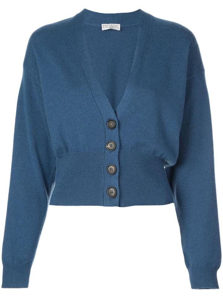 Brunello Cucinelli Cashmere Fitted Cardigan - Blue
