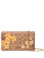 Coach Floral Print Chain Shoulder Bag - Brown