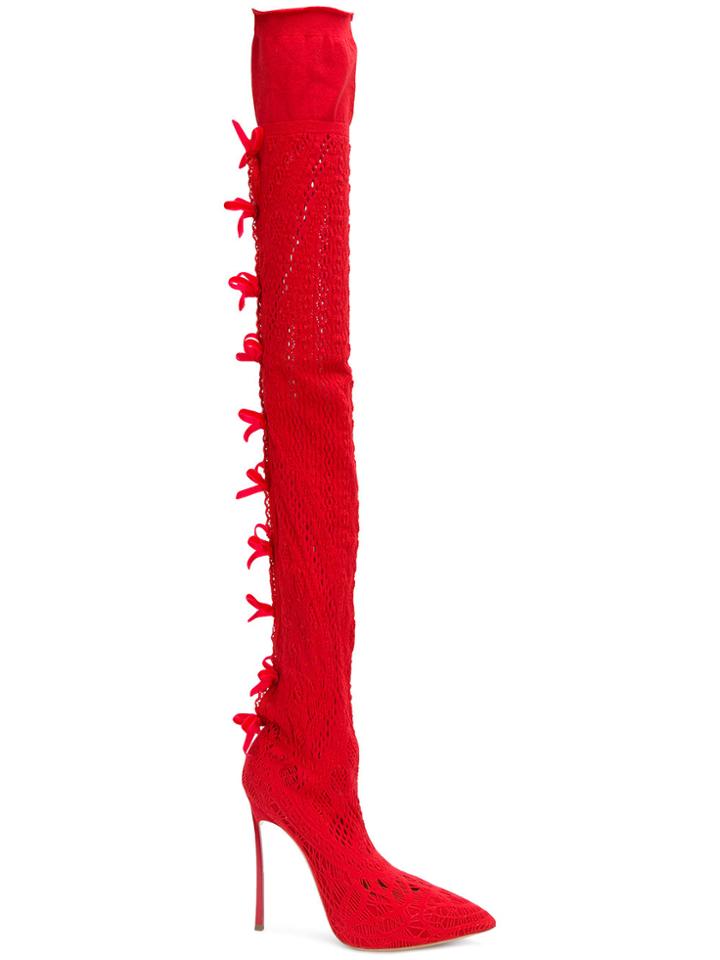 Casadei Over-the-knee Knit Boots - Red