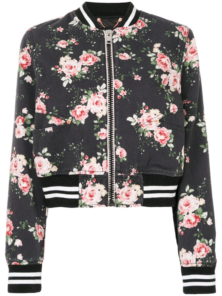 Diesel Floral-print Bomber Jacket - Black