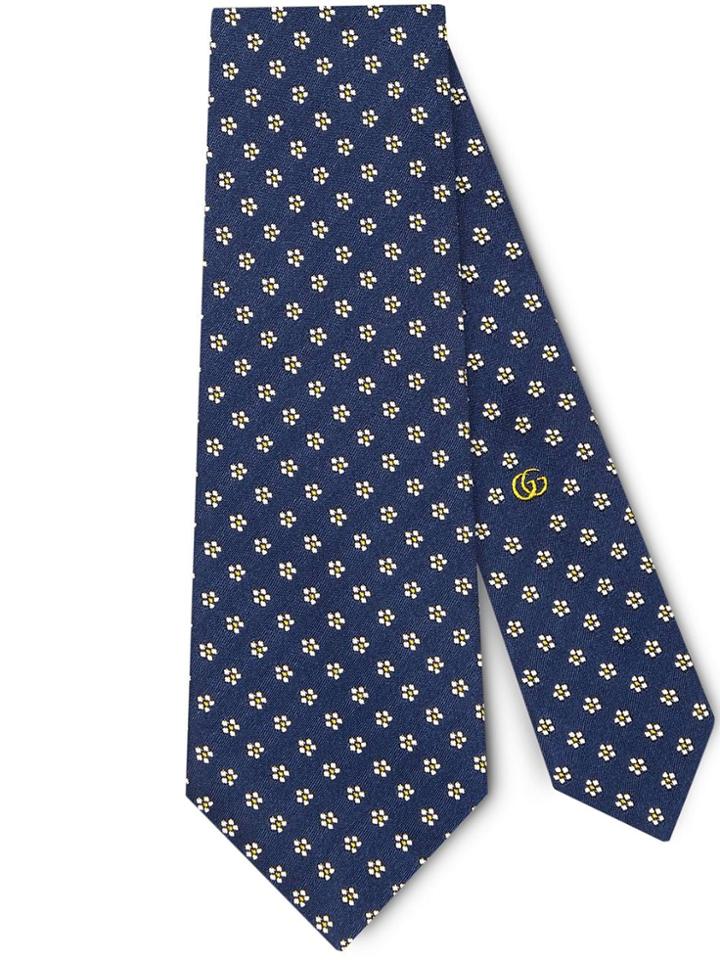 Gucci Tiger Underknot Silk Tie - Blue