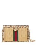 Gucci Ophidia Straw Small Shoulder Bag - Neutrals