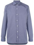 Z Zegna Gingham Check Shirt, Men's, Size: 40, Blue, Cotton