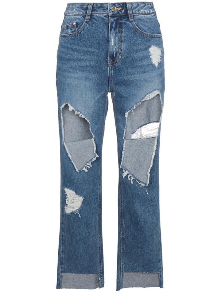 Sjyp Ripped Boyfriend Jeans - Blue