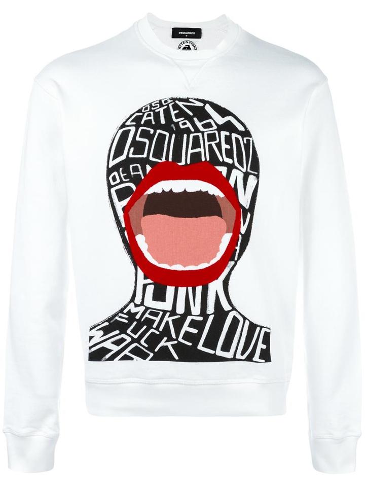 Dsquared2 Screaming Graphic Sweatshirt, Men's, Size: Xs, White, Cotton