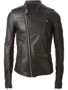 Rick Owens Fitted Biker Jacket, Men's, Size: 54, Black, Lamb Skin/cotton/viscose/cupro