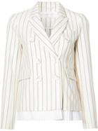Victoria Victoria Beckham Striped Blazer, Women's, Size: 2, White, Wool/cotton
