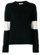 Msgm - Stripe And Colour Block Back Ribbed Sweater - Women - Acrylic/wool - M, Black, Acrylic/wool