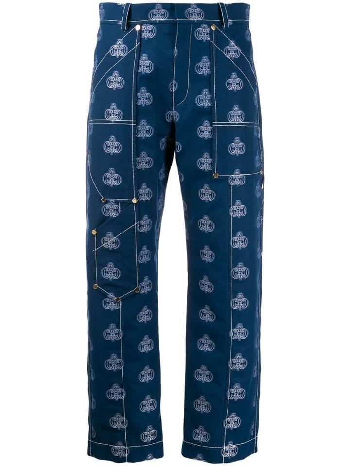 Chloé Embroidered Cropped Trousers - Blue